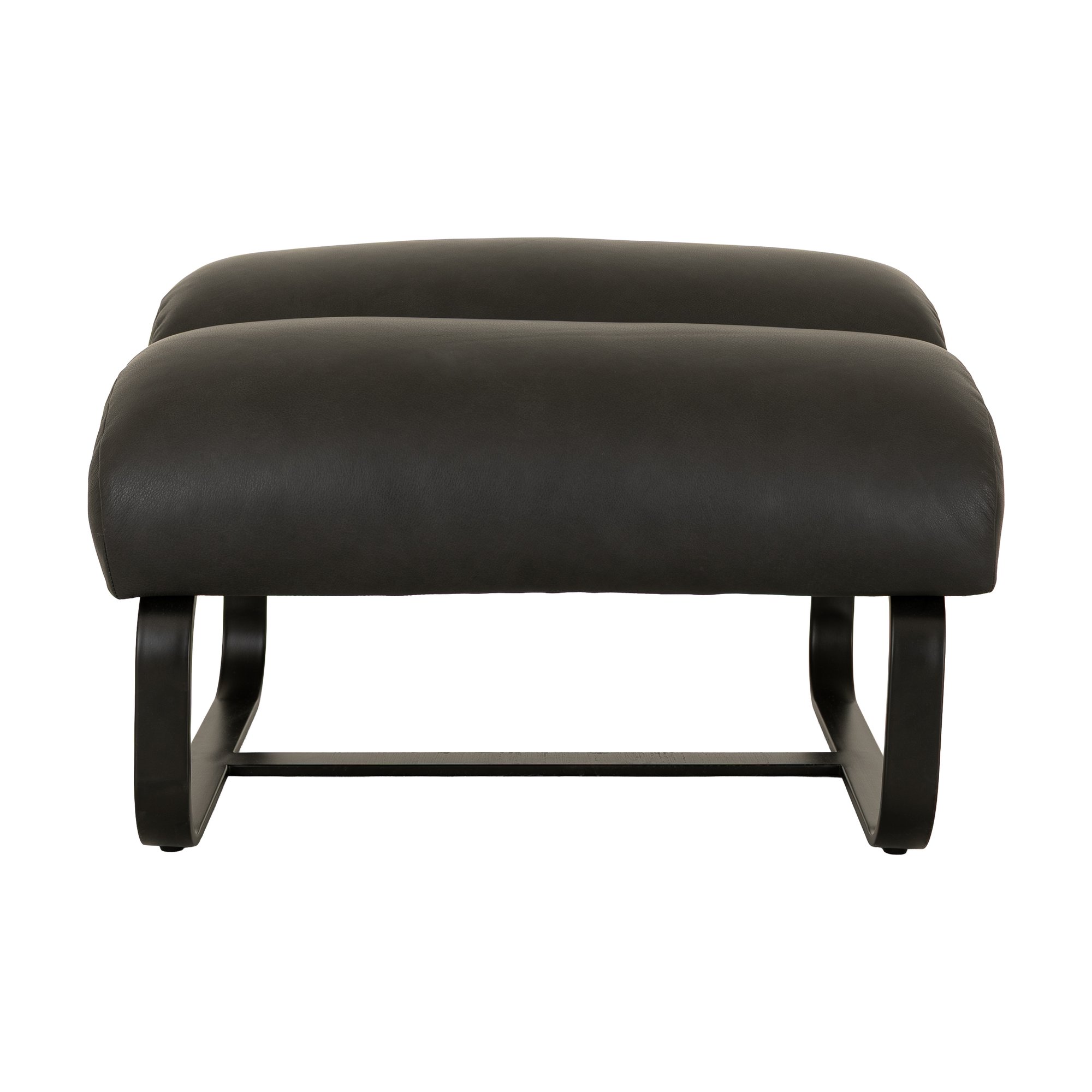 Fergus Ottoman with Black Steel Frame and Courier Black Leather - image 3
