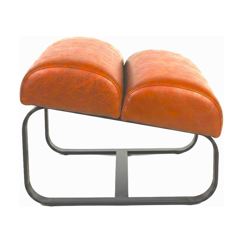 Fergus Ottoman with Black Steel Frame and Oxford Spice Leather - image 2