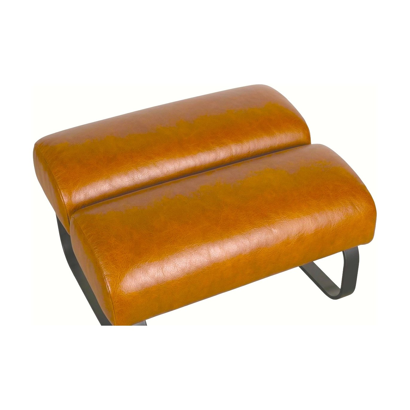 Fergus Ottoman with Black Steel Frame and Oxford Spice Leather - image 3