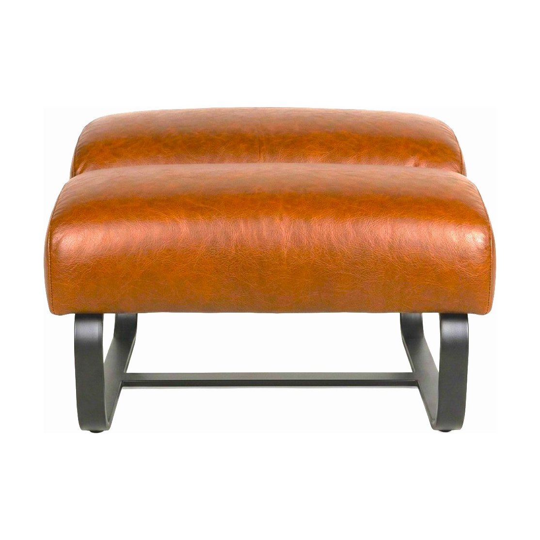 Fergus Ottoman with Black Steel Frame and Oxford Spice Leather - image 4