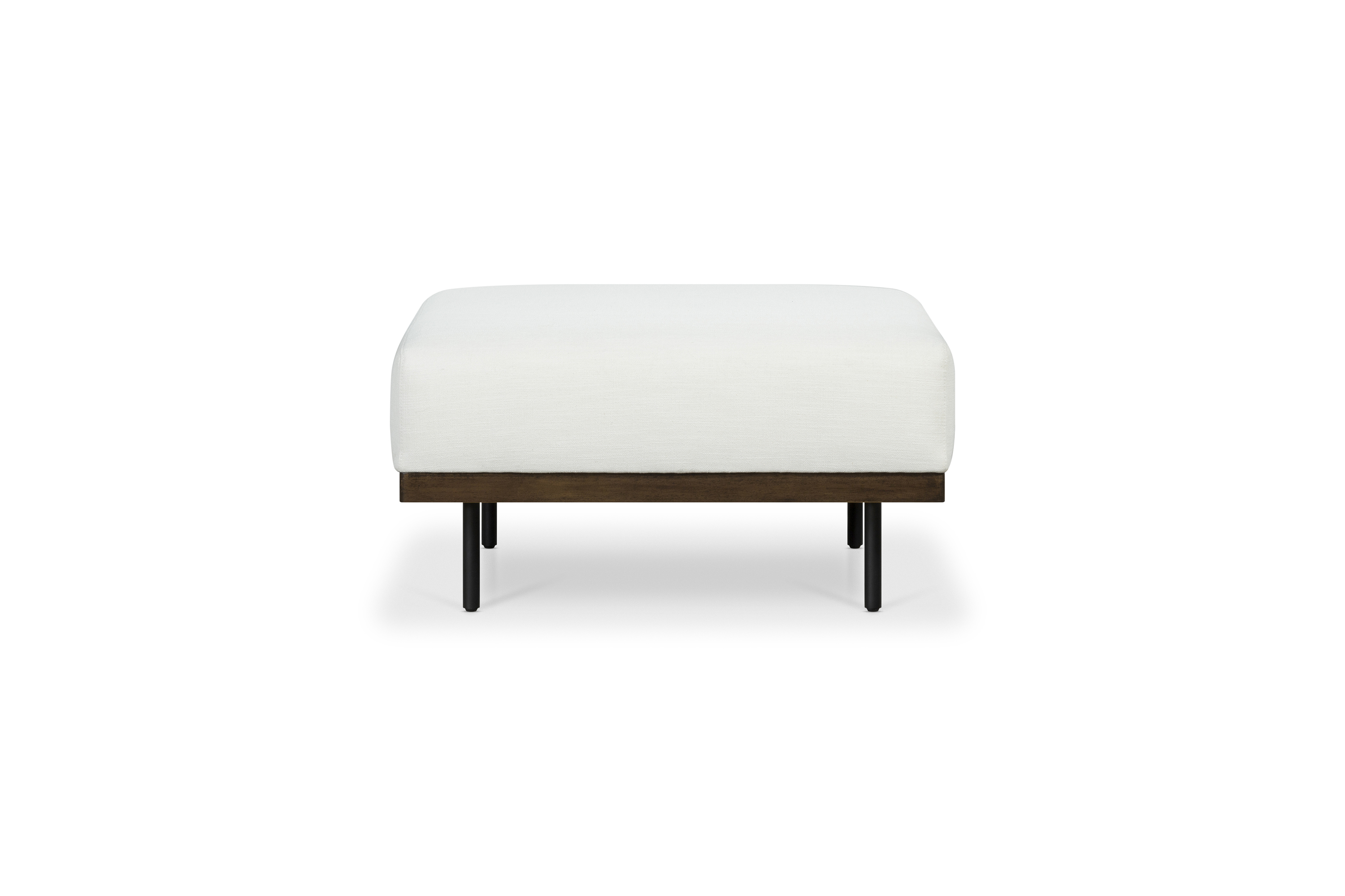 Tribeca Ottoman with Walnut-Stained Rubberwood Frame and Groove Off White Fabric - image 2