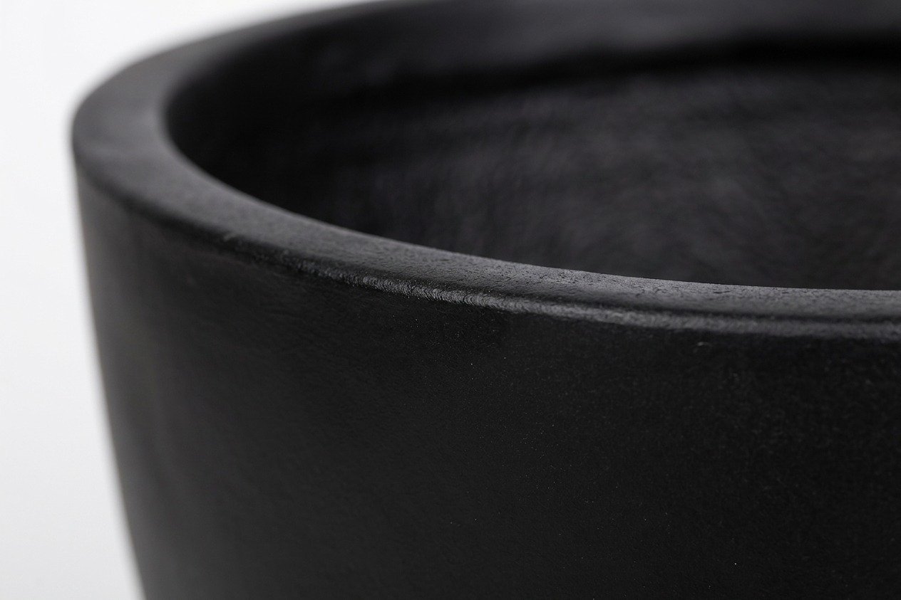 Light Fiber Cement Pot with Bell Shape in Black, 44x37cm size - image 3