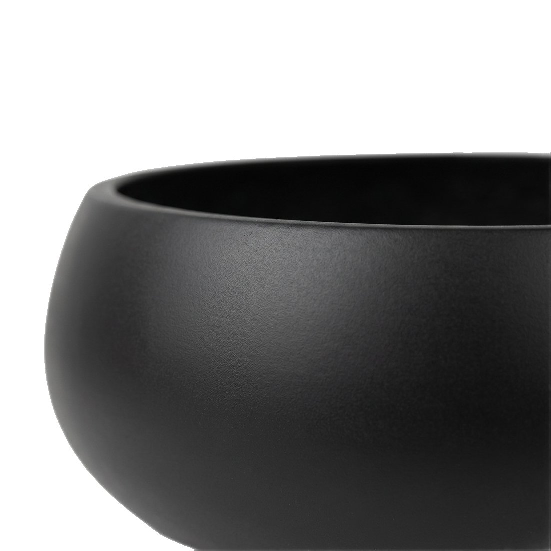 Light Fiber Cement Pot with Bowl Shape in Black, 55x40cm size - image 3