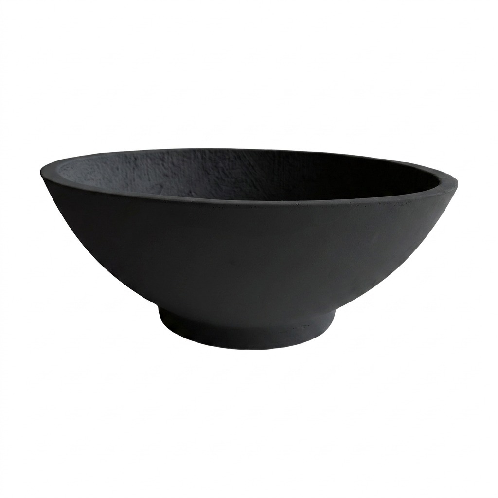 Maceta de Fibrocemento Ligero con Forma de Cuenco Chino en Negro, tamaño 55x22cm - image 1