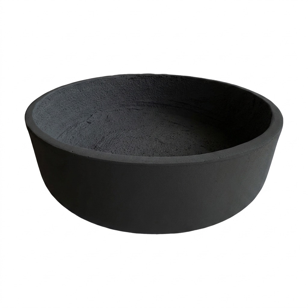 Light Fiber Cement Pot with Dinner Bowl Shape in Black, 37x10cm size - image 1