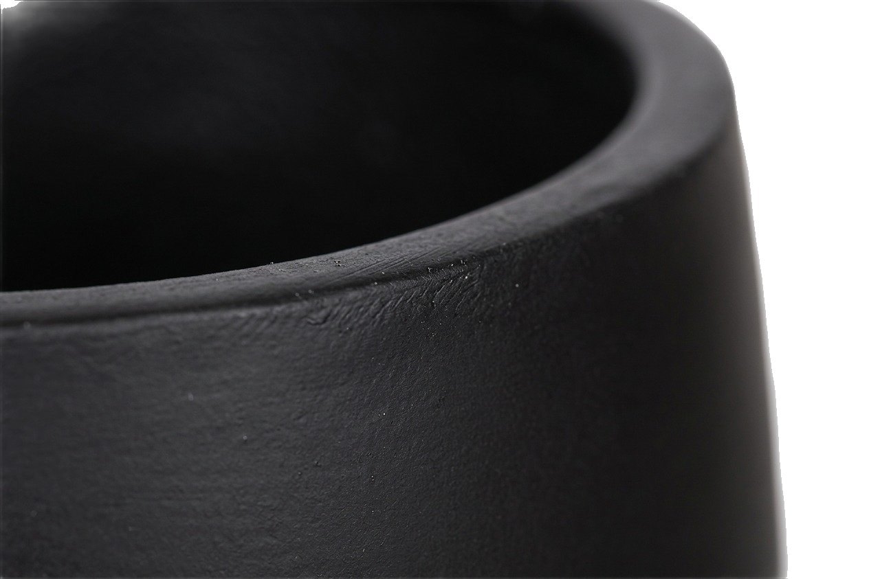 Light Fiber Cement Pot with Drop Shape in Black, 35x35cm size - image 3