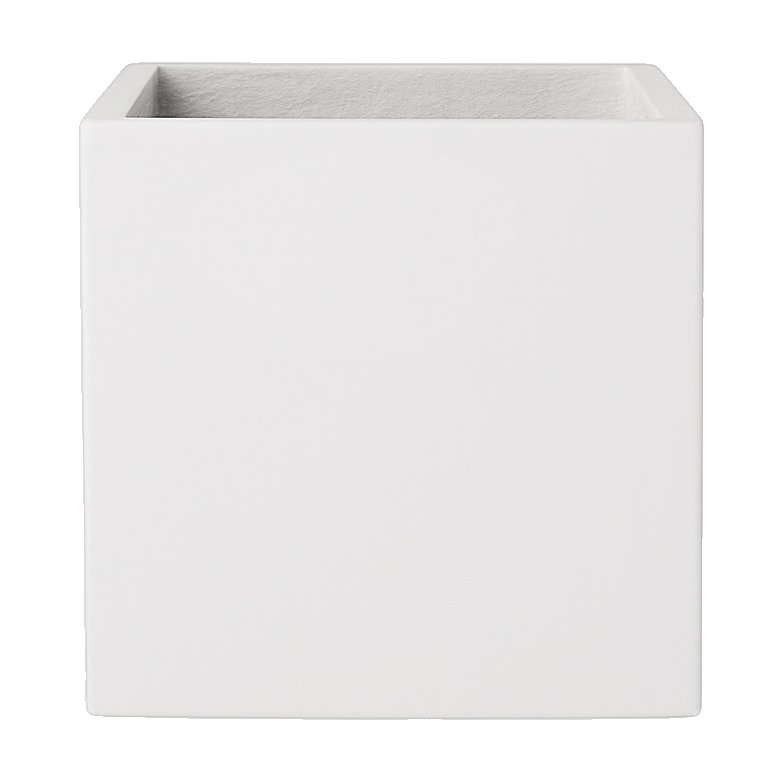 Light Fiber Cement Pot with Tall Rectangle Shape in Off White, 42x52cm size - image 1