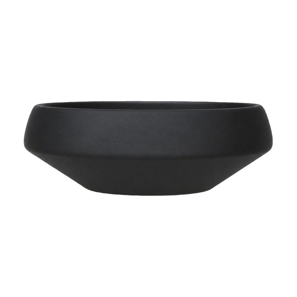 Light Fiber Cement Pot with Saucer Shape in Black, 23x15cm size - image 1
