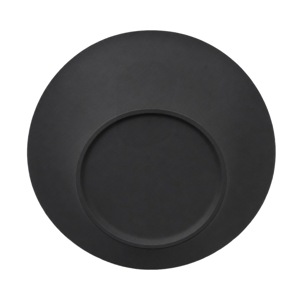 Light Fiber Cement Pot with Saucer Shape in Black, 35x18cm size - image 2