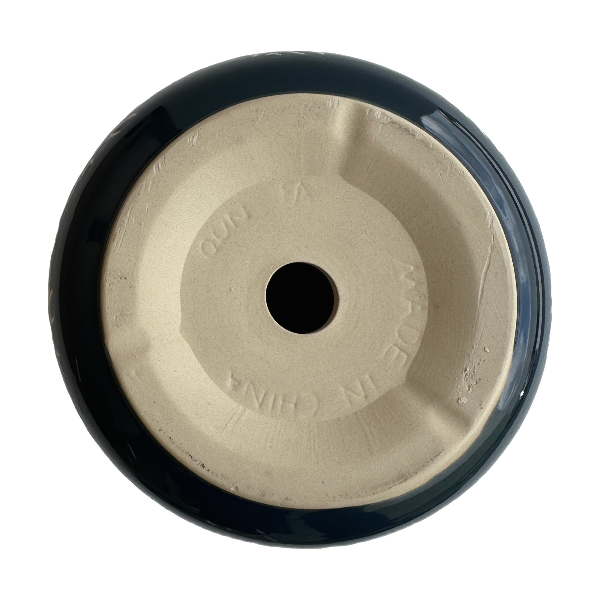 Ceramic Pot with Blue Glaze and Flower Pattern, 17x16cm size - image 5