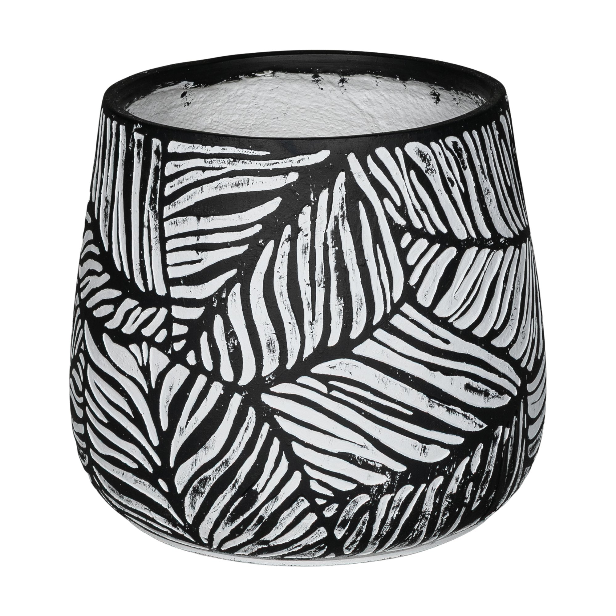 Light Fiber Cement Pot with Drop Shape in Black, 43x47cm size - image 1