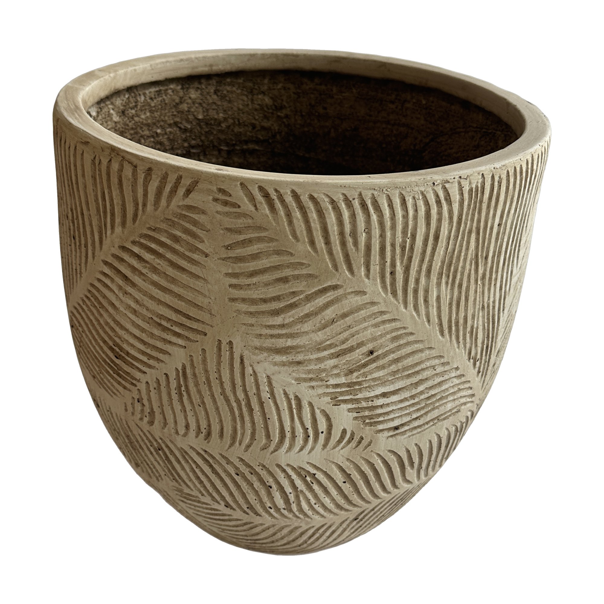 Light Fiber Cement Pot with Drop Shape in Off White, 44x43cm size - image 5