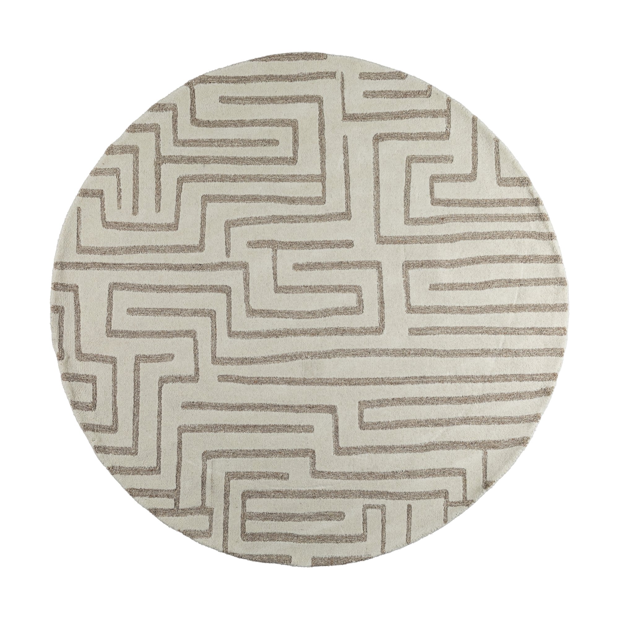 Almeira-4 Round Rug made with White Mustard Wool in 8 feet - image 1