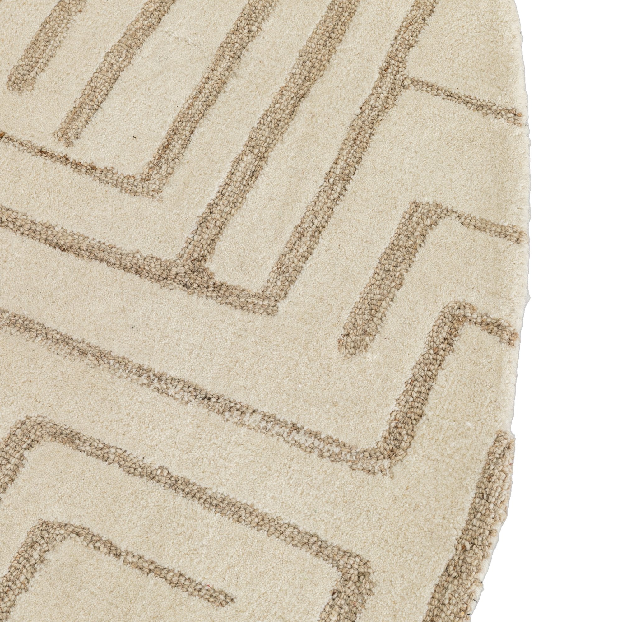 Almeira-4 Round Rug made with White Mustard Wool in 8 feet - image 2
