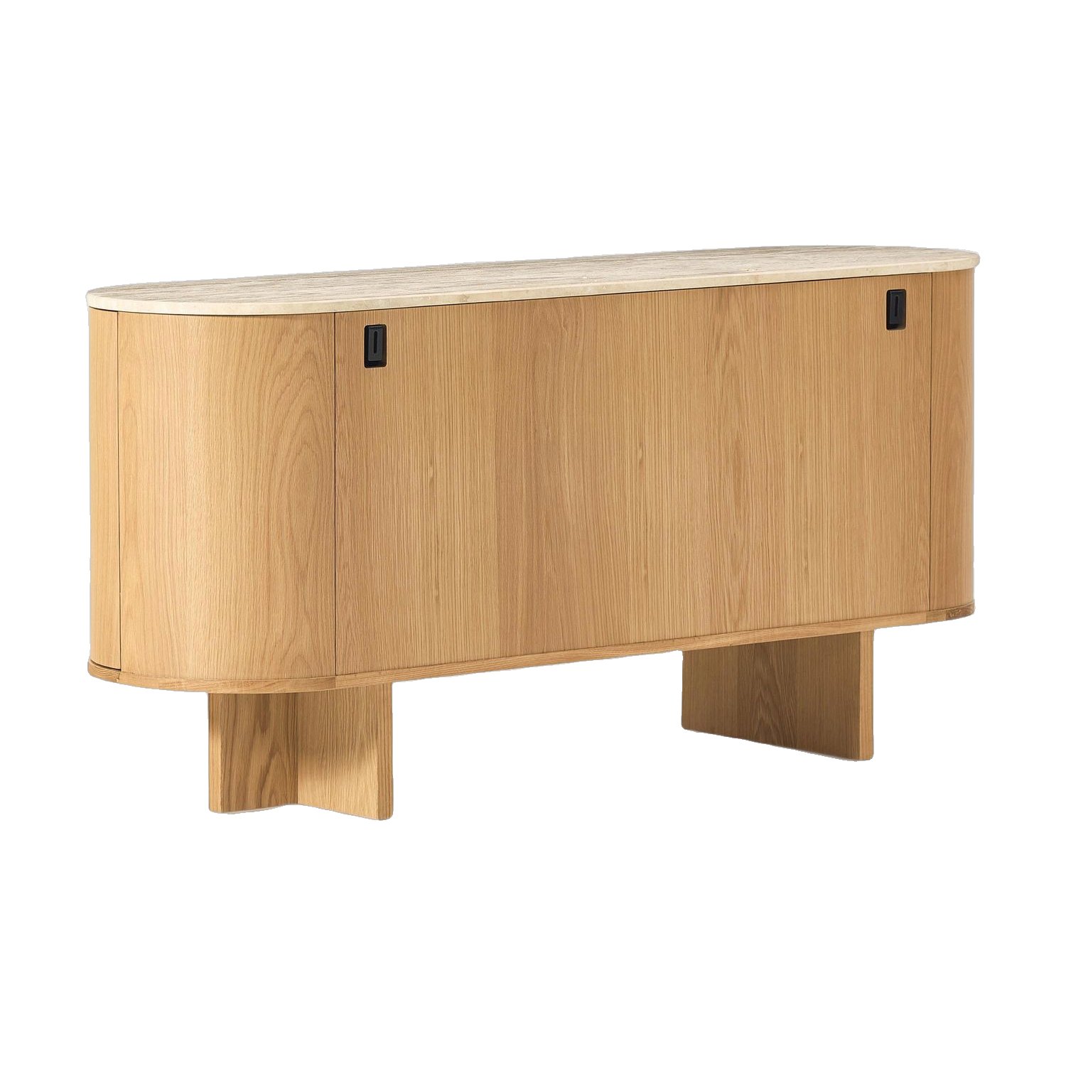 Ciso Sideboard with Natural Oak Veneer Frame and Natural Travertine Top in 180cm - image 3
