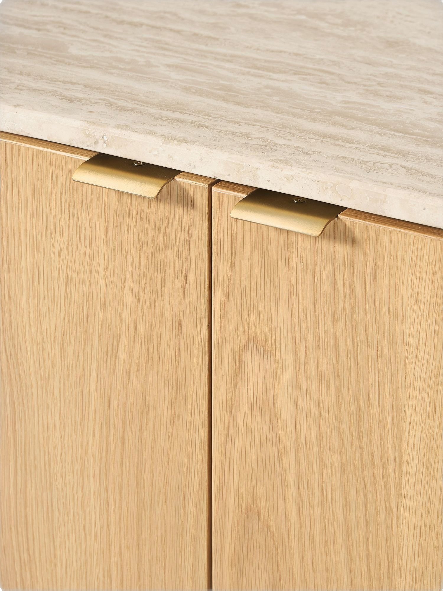 Ciso Sideboard with Natural Oak Veneer Frame and Natural Travertine Top in 180cm - image 4