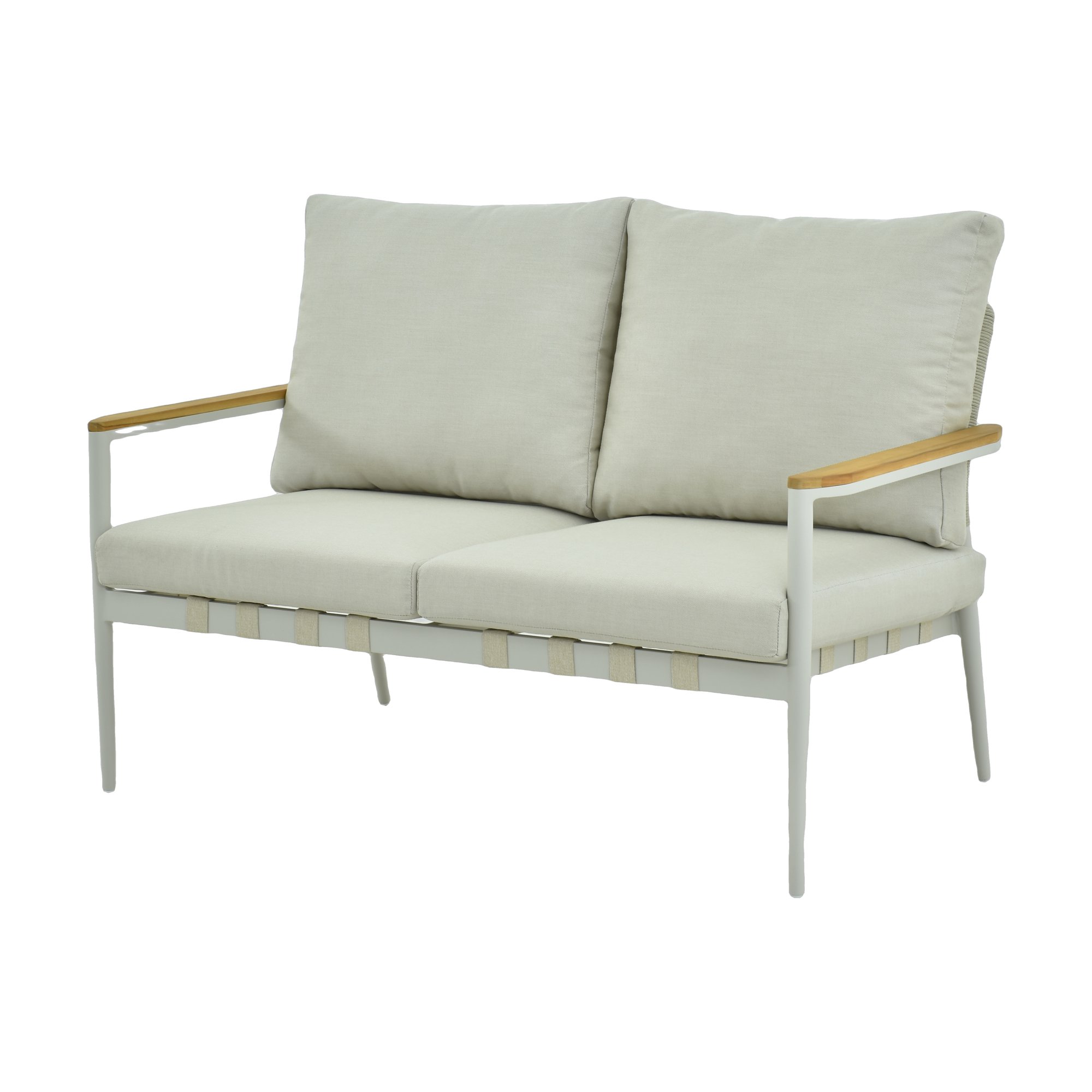 Acropolis Loveseat with Cream Aluminium Frame, AE2 Beige Fabric and Beige Weaving - image 4