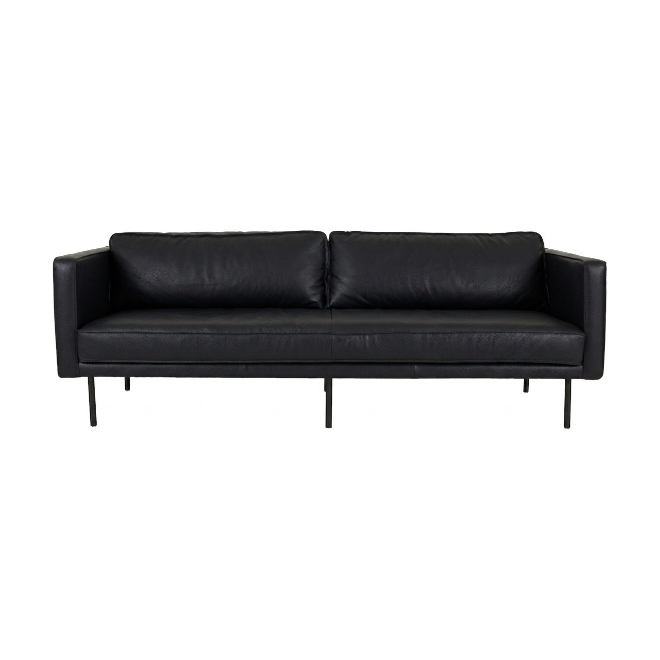 Bowery 3 Seater Sofa with Black Steel Legs and Courier Black Leather - image 2