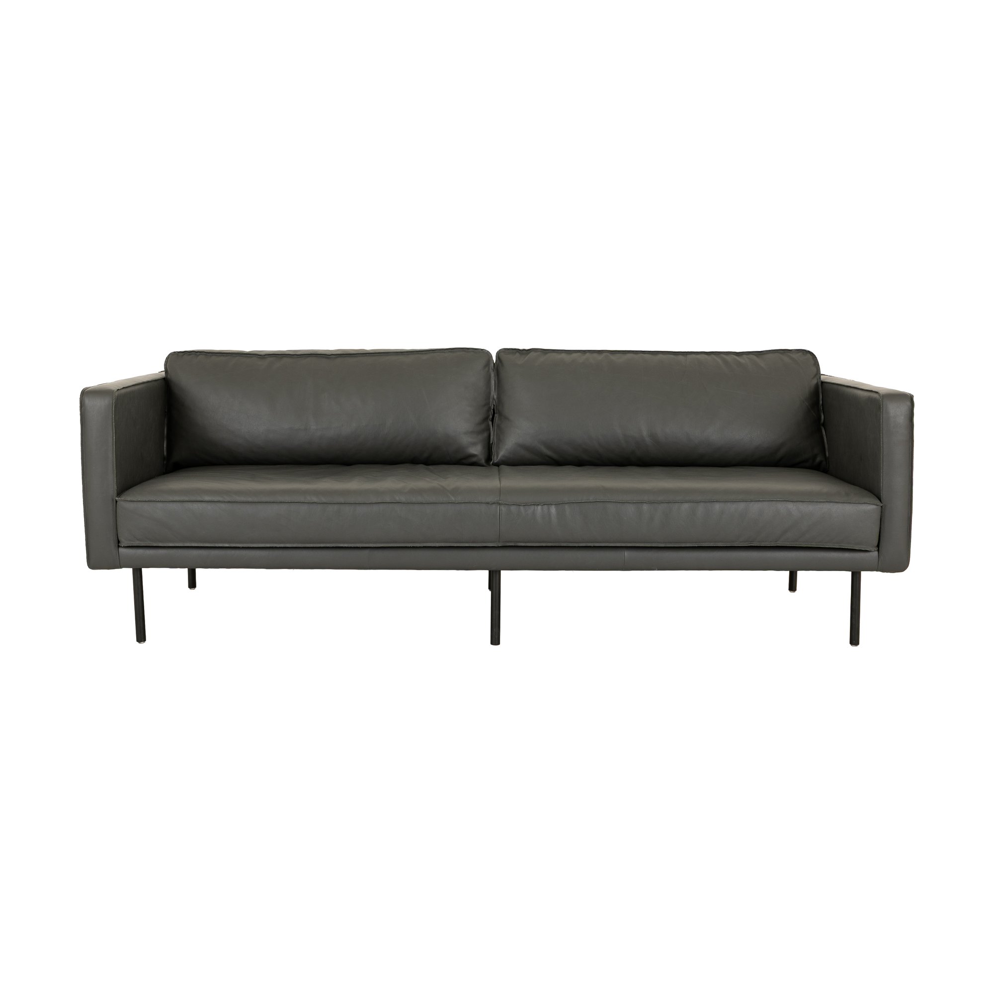 Sofá Bowery de 3 Plazas con Patas de Acero Negro y Cuero Oxford Gray - image 2