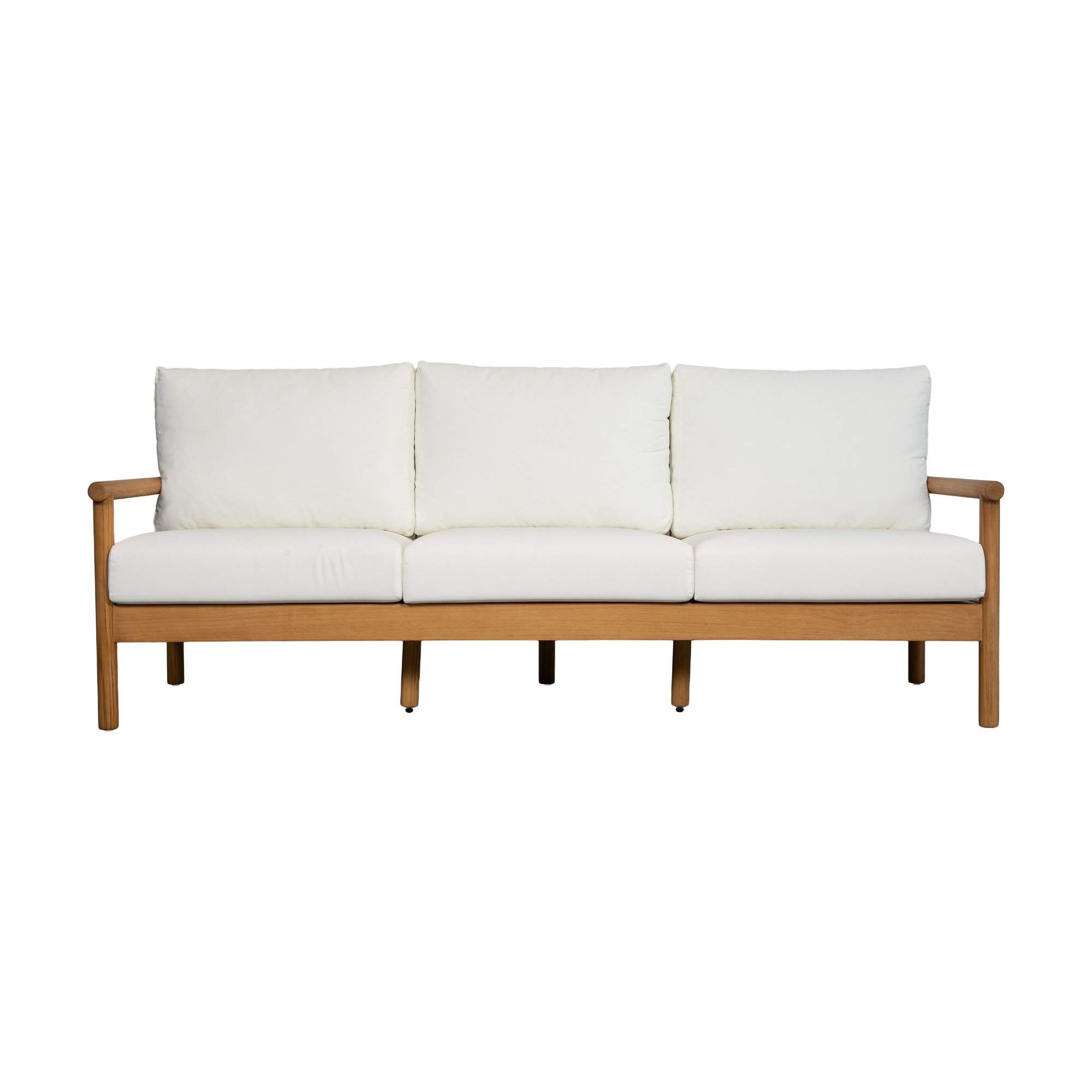 Dora 3 Seater Sofa with Teak Frame, AD1 Cream Fabric and Brown Weaving - image 2