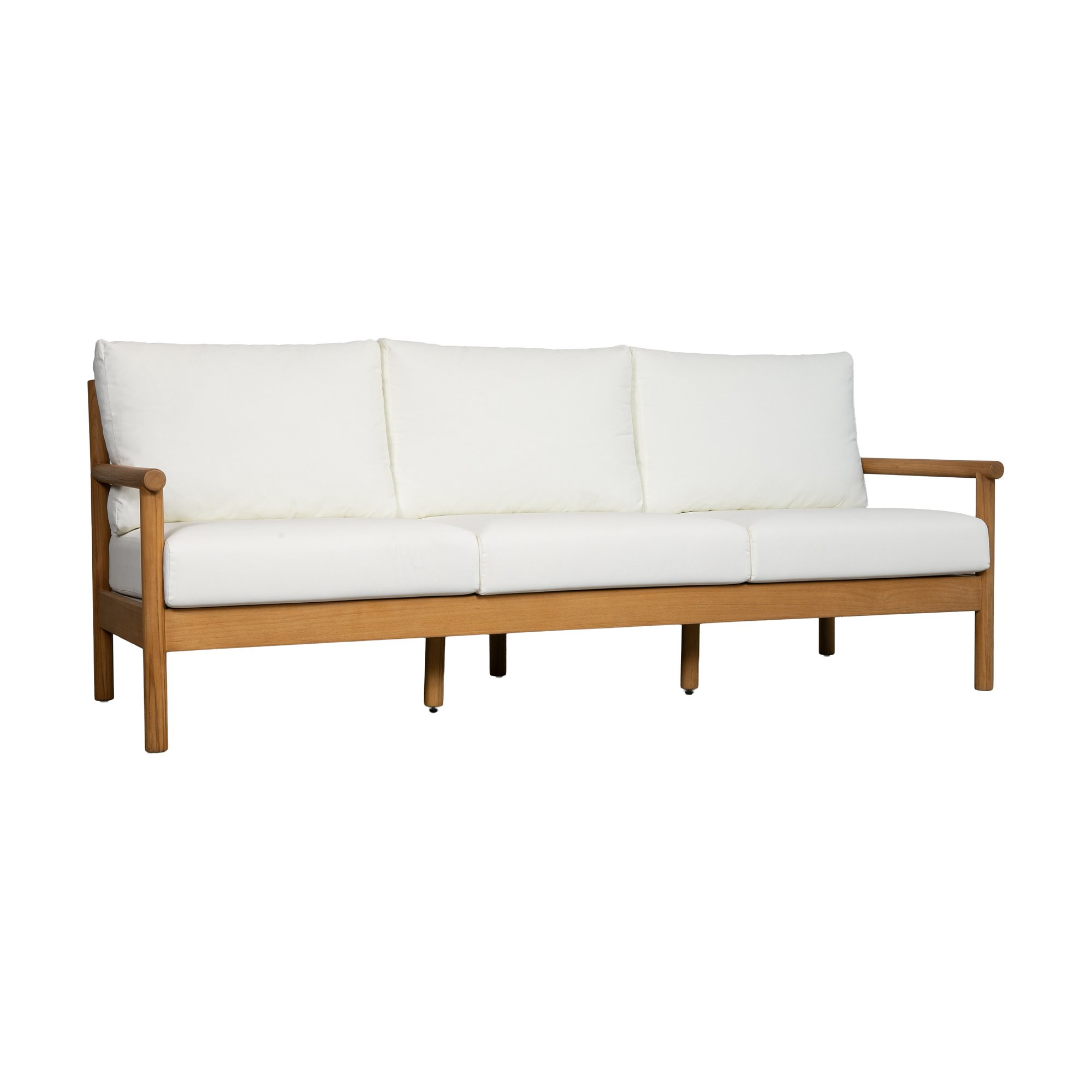 Dora 3 Seater Sofa with Teak Frame, AD1 Cream Fabric and Brown Weaving - image 3