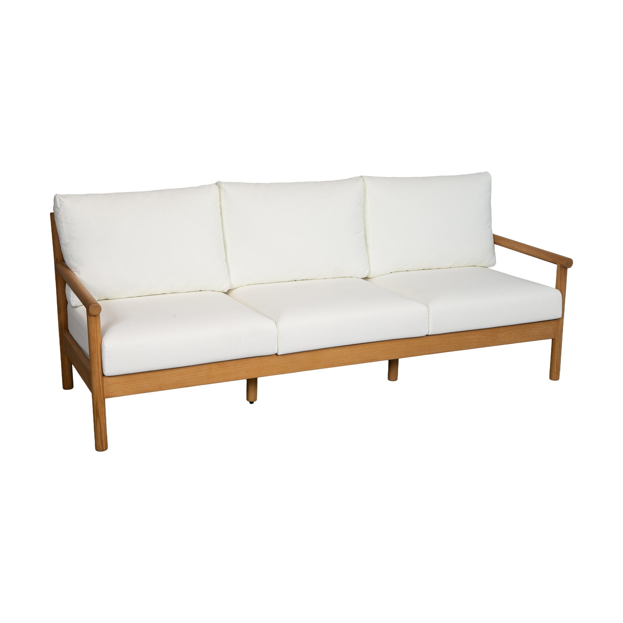 Dora 3 Seater Sofa with Teak Frame, AD1 Cream Fabric and Brown Weaving - image 4