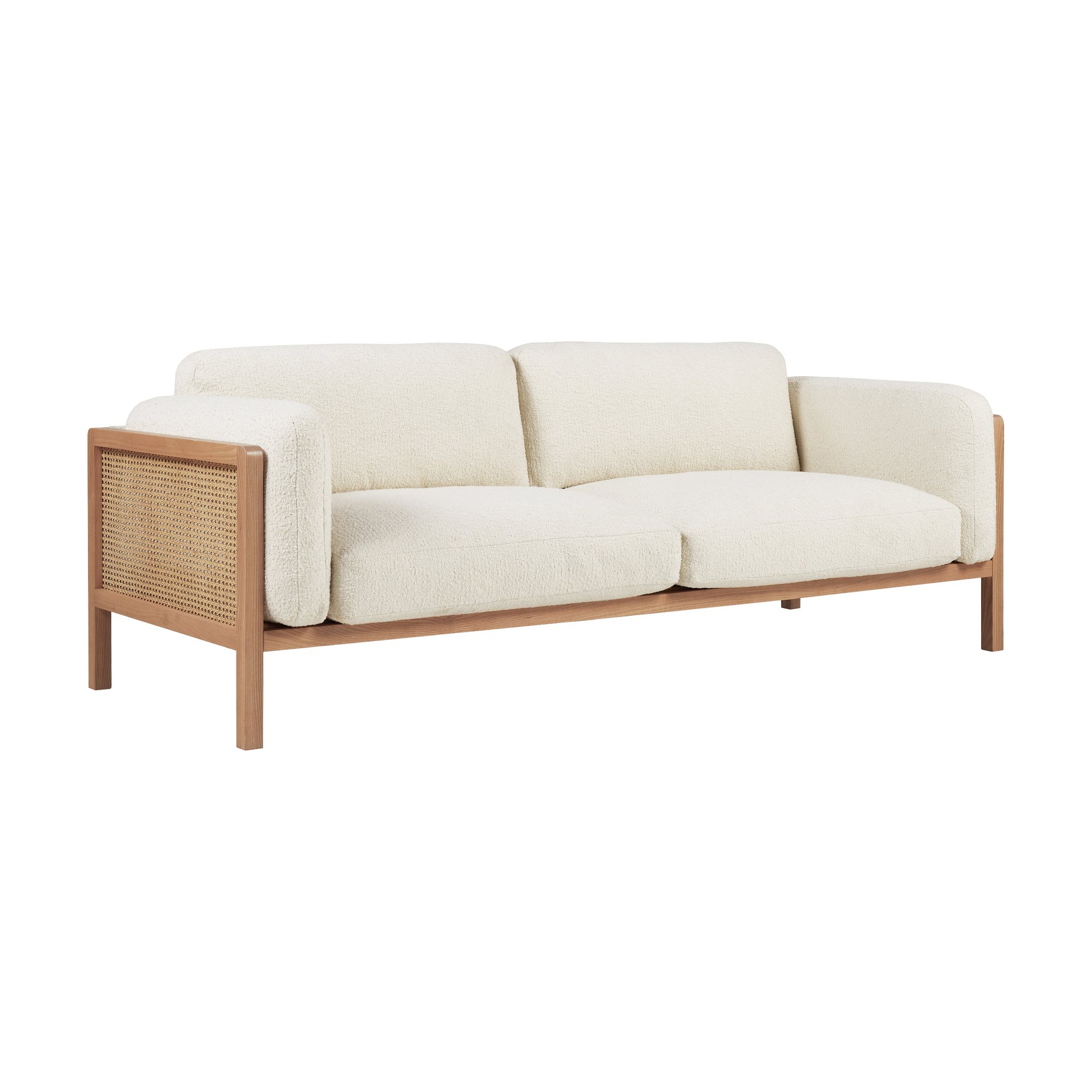 Sofá Rufus de 3 Plazas con Estructura de Fresno Natural y Tela Boucle Cream - image 1