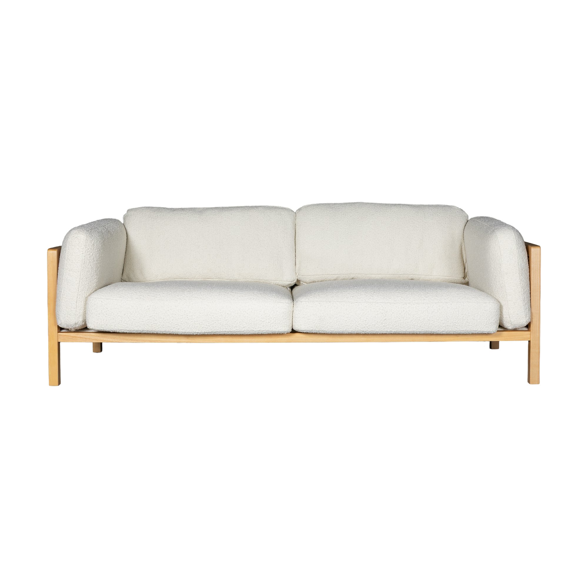Sofá Rufus de 3 Plazas con Estructura de Fresno Natural y Tela Boucle Cream - image 3