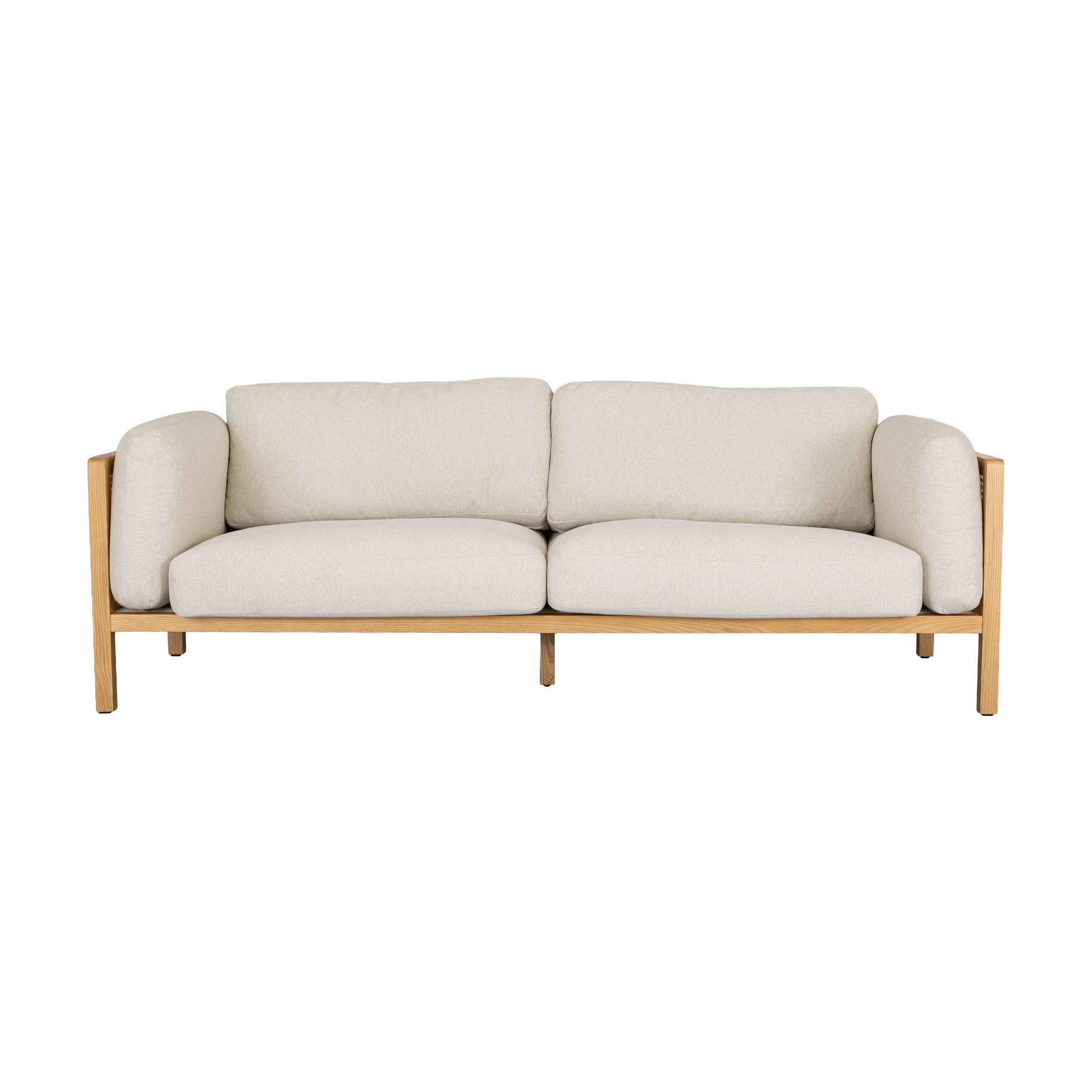 Rufus 3 Seater Sofa with Natural Ash Frame and Melange Weave Beige Fabric - image 2