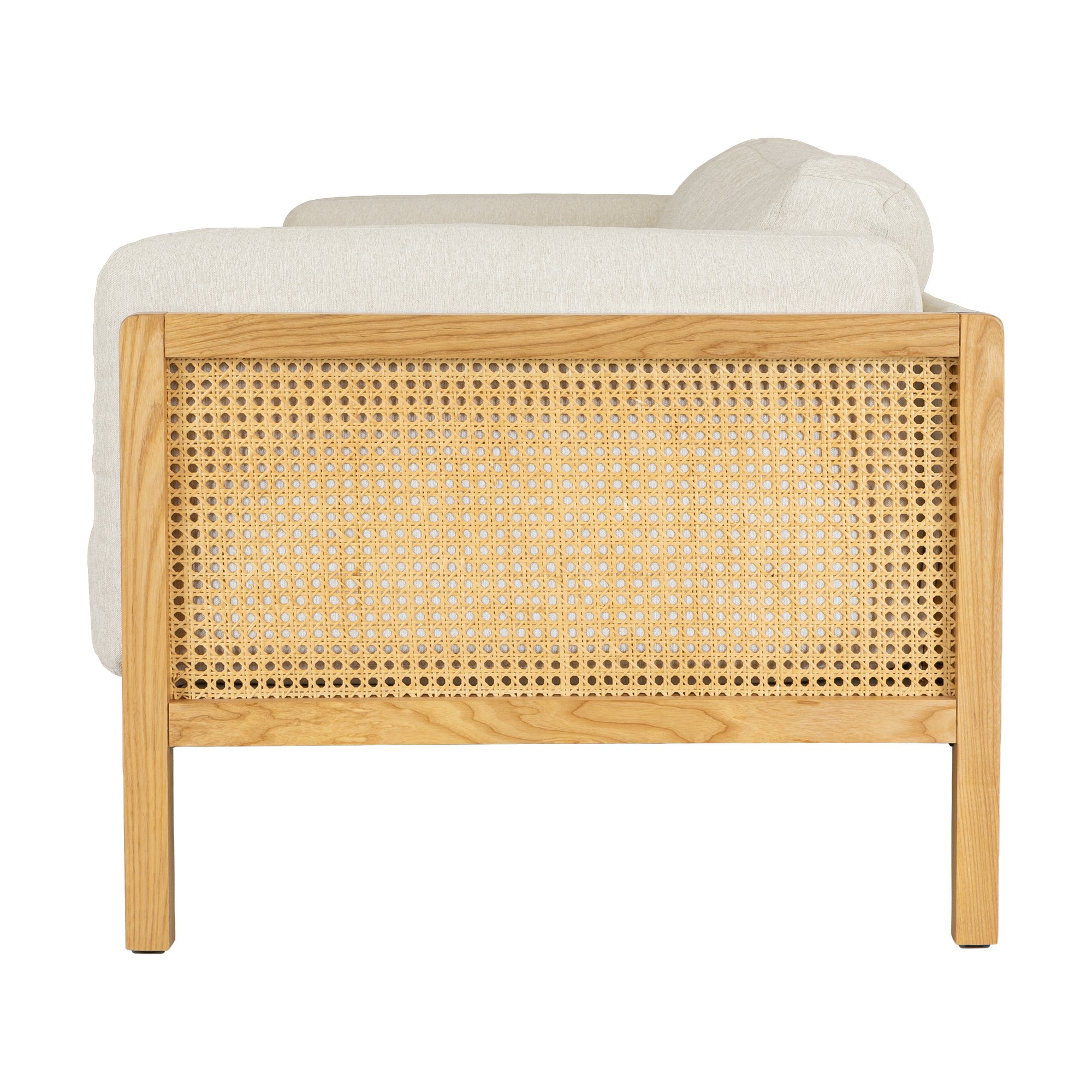 Rufus 3 Seater Sofa with Natural Ash Frame and Melange Weave Beige Fabric - image 4