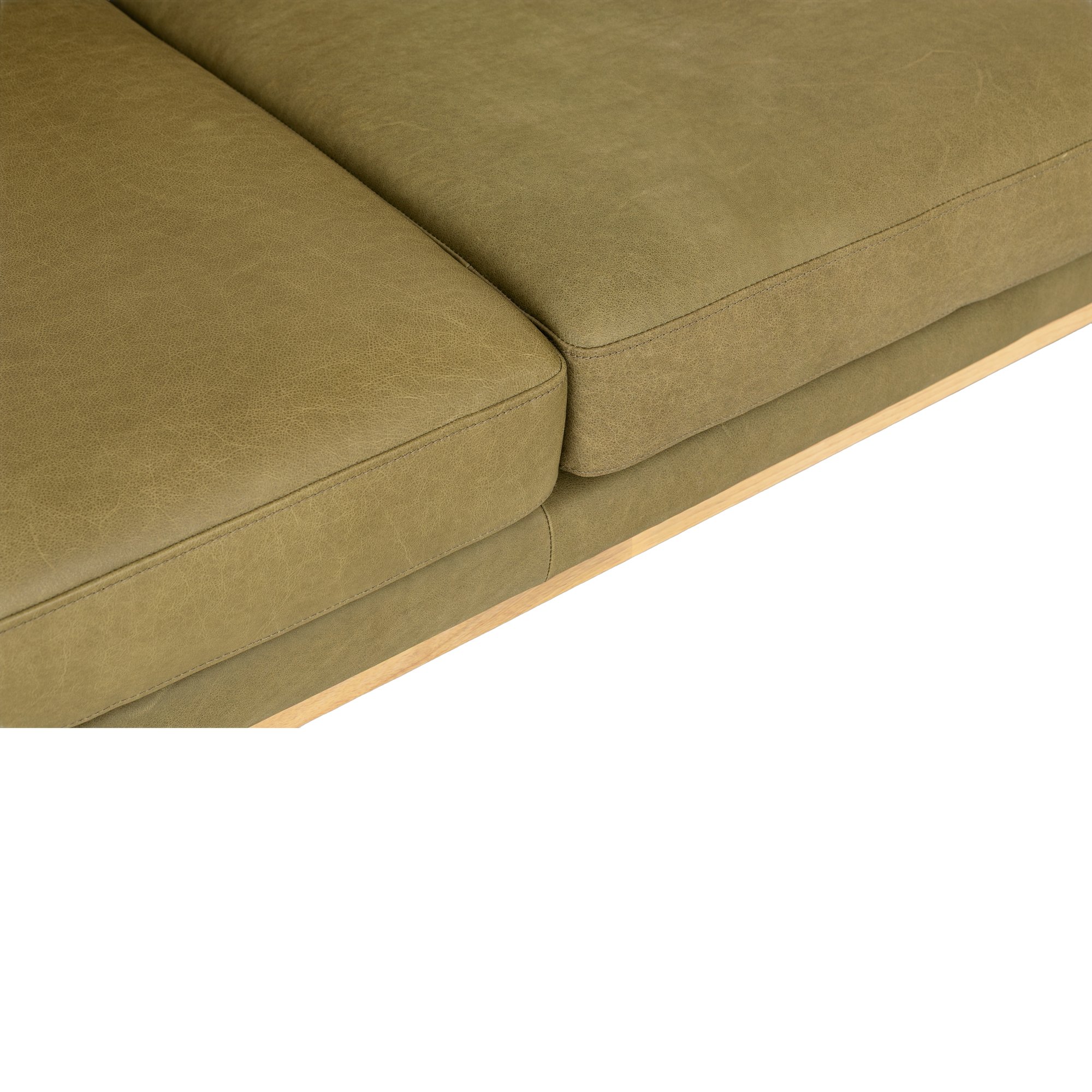 Sofá Strada de 3 Plazas con Estructura de Rubberwood Natural y Cuero Chalk Olive - image 5