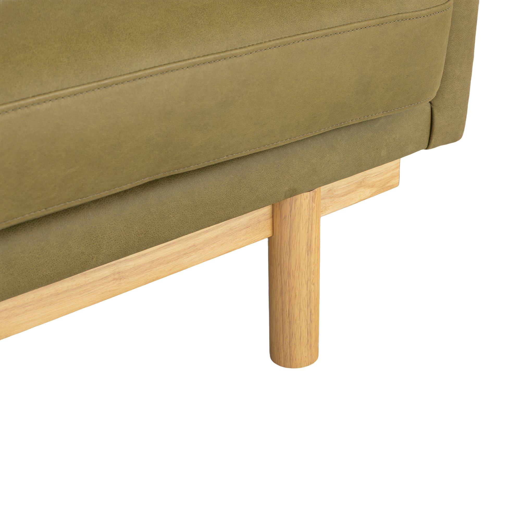 Sofá Strada de 3 Plazas con Estructura de Rubberwood Natural y Cuero Chalk Olive - image 6