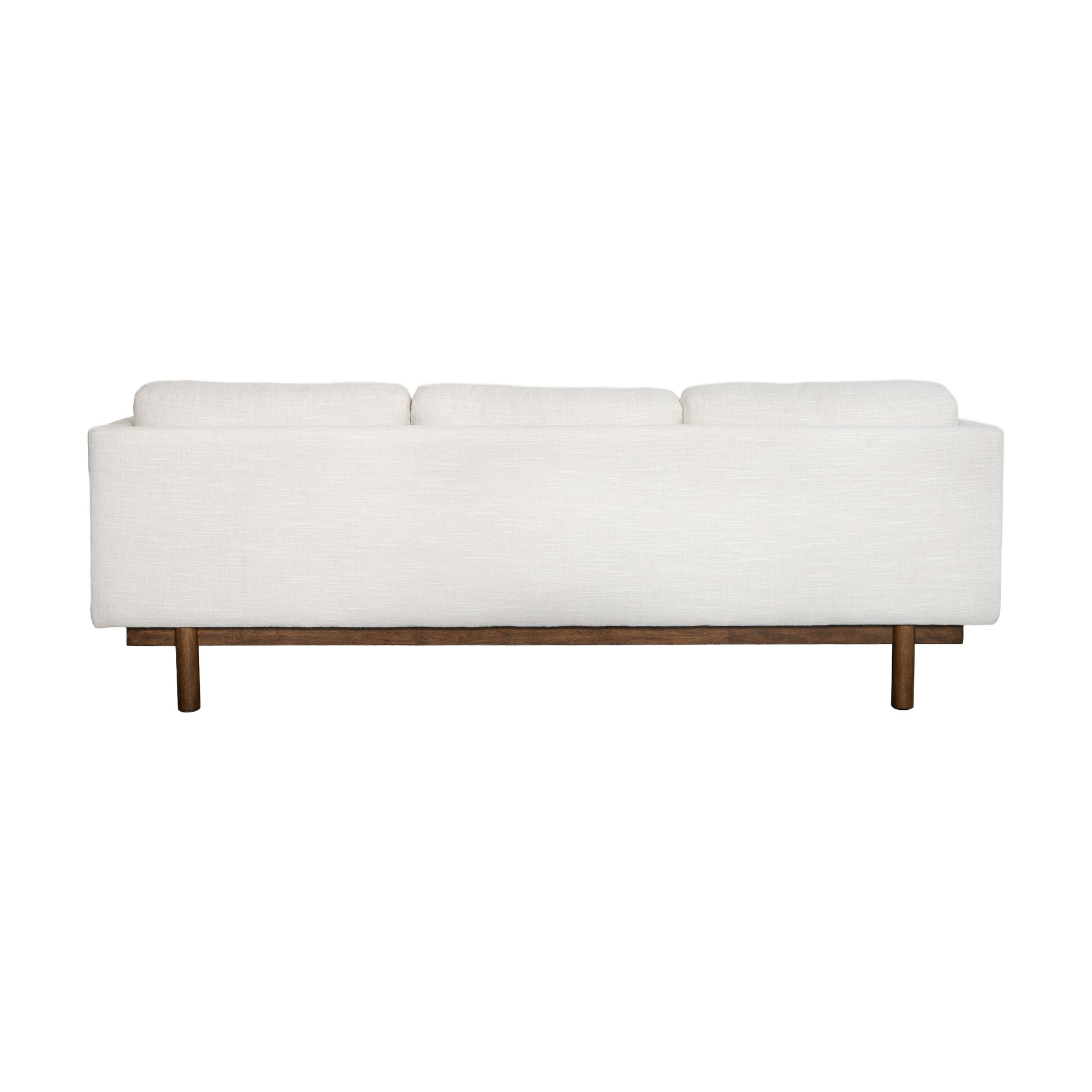 Strada 3 Seater Sofa with a Walnut-Stained Rubberwood Frame and Crosshatch Cream Fabric - image 3