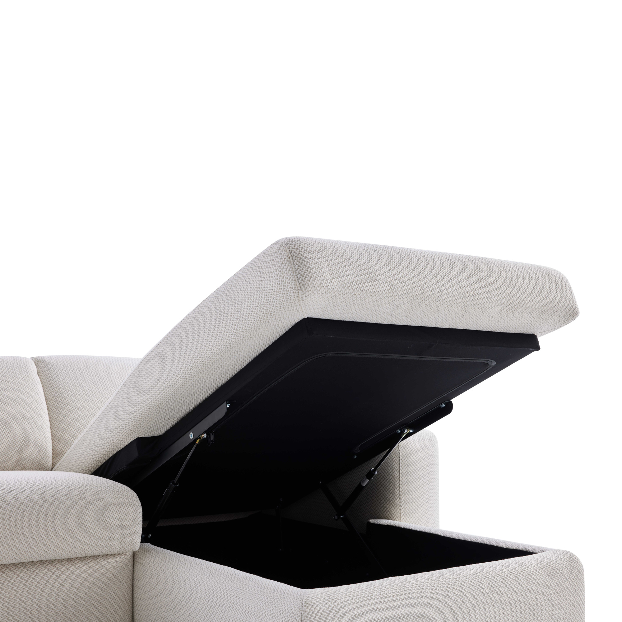 Nova Pull-Out Sofa Bed Right Sectional with Storage in FH Beige Fabric - image 9