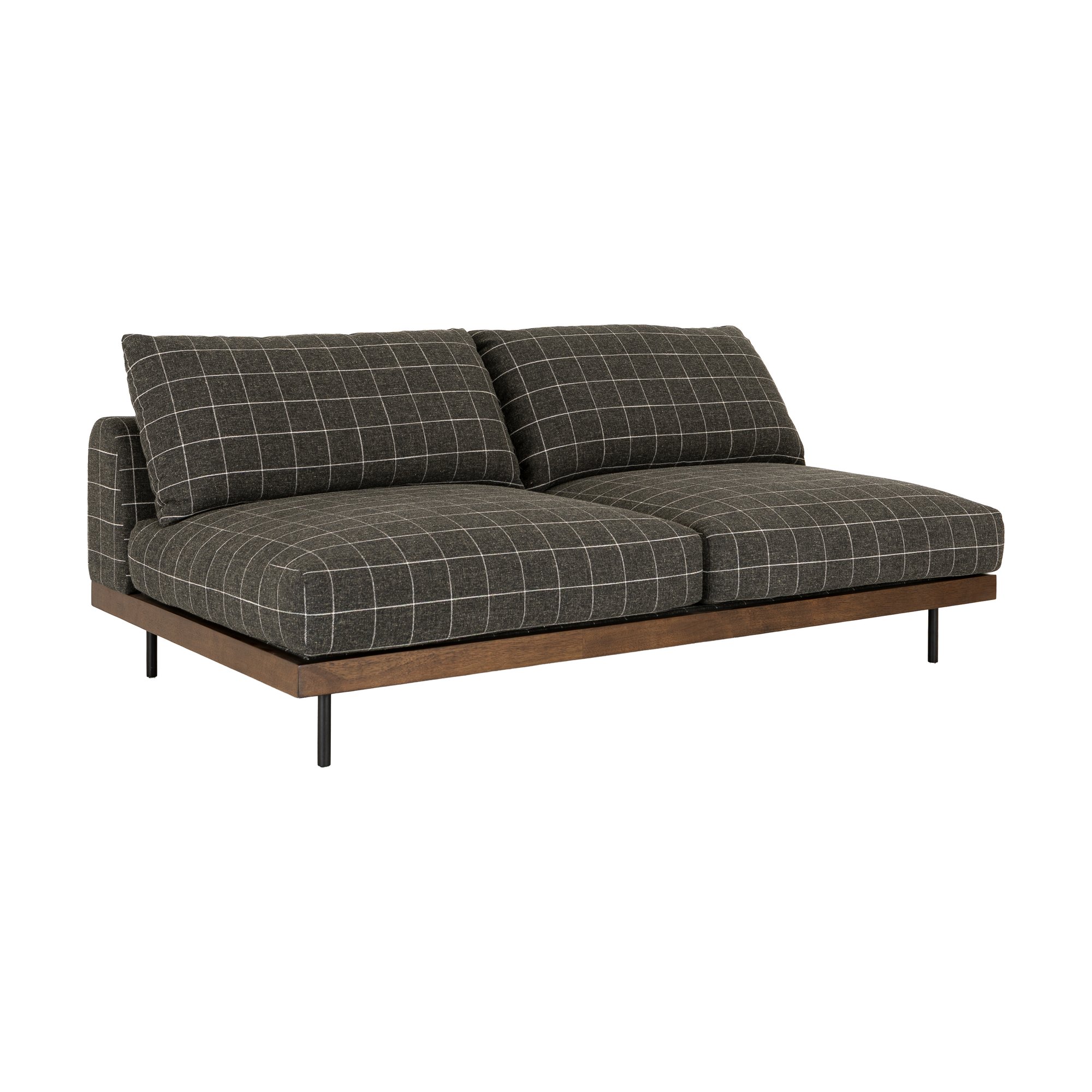 Sabi Modular Sofa 2 Seater with Walnut-Stained Rubberwood Frame and Savane Charcoal Fabric - image 1