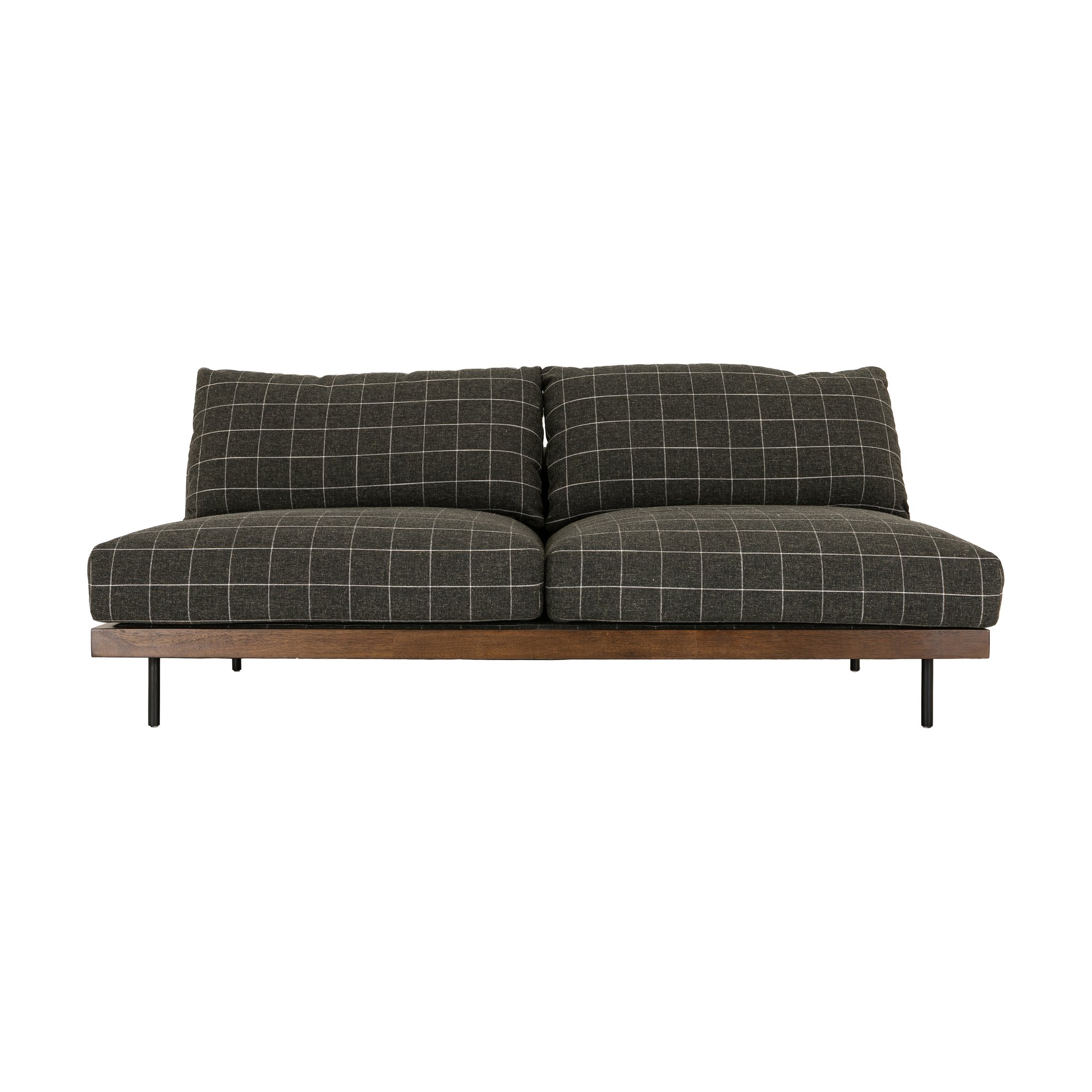 Sabi Modular Sofa 2 Seater with Walnut-Stained Rubberwood Frame and Savane Charcoal Fabric - image 2