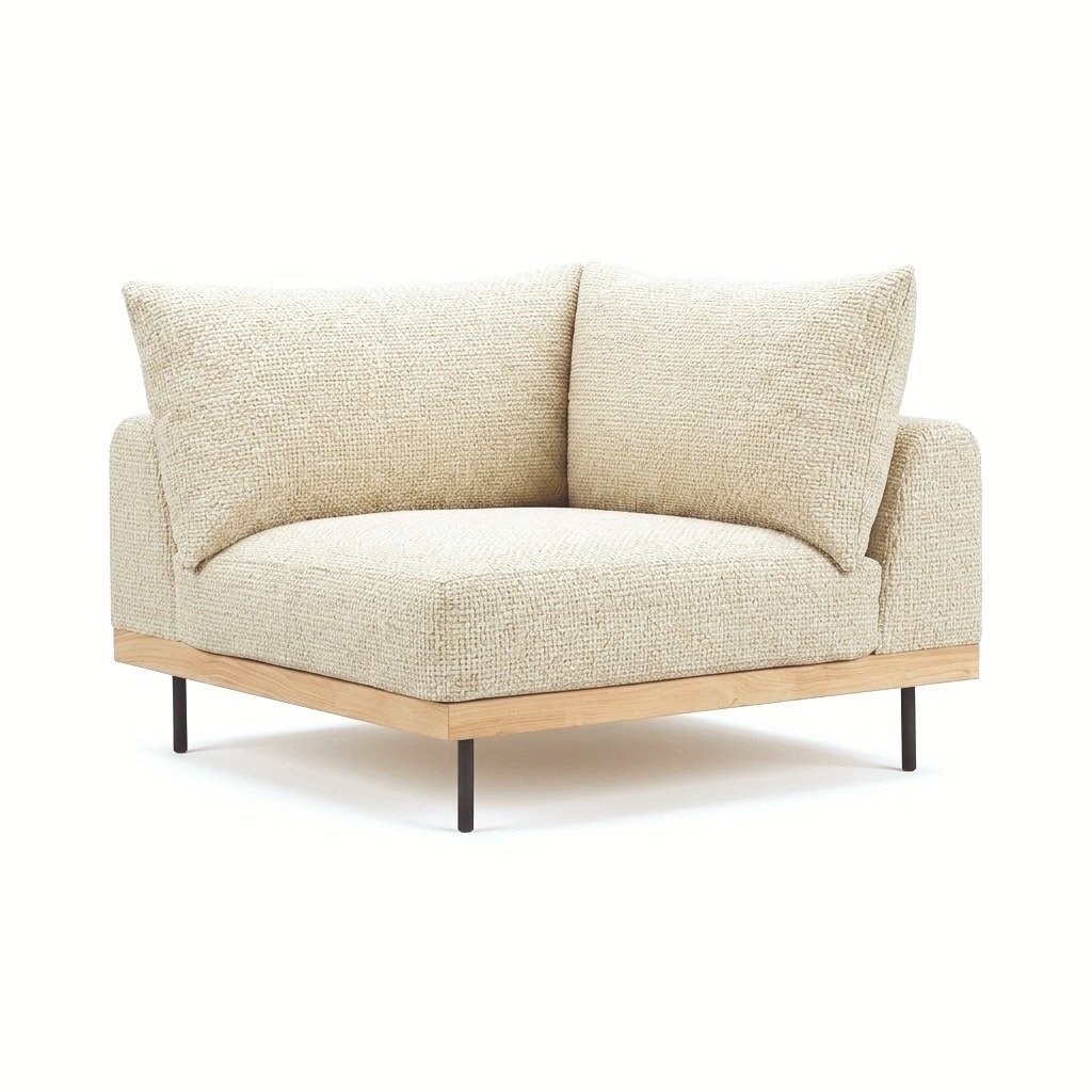 Módulo Esquinero para Sofá Modular Sabi con Estructura de Rubberwood Natural y Tela Bermuda Ivory - image 3