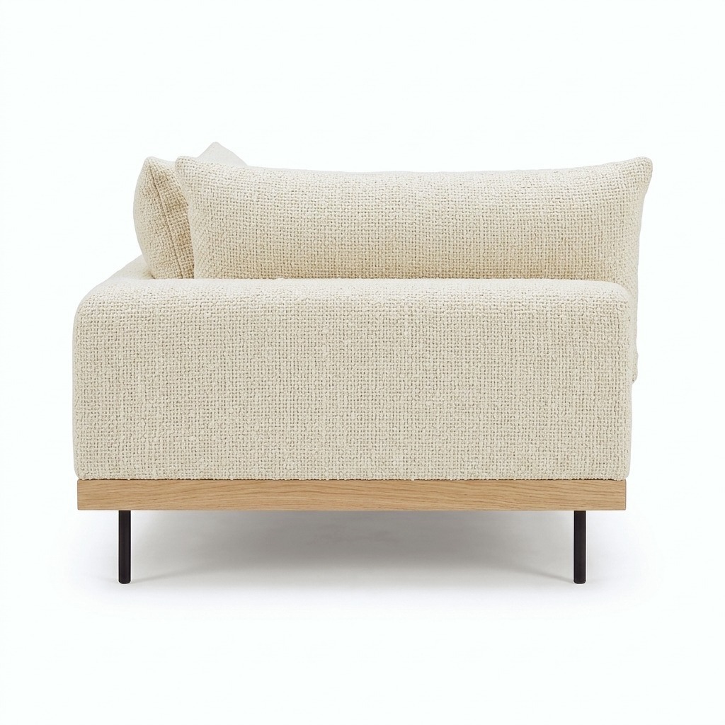 Módulo Esquinero para Sofá Modular Sabi con Estructura de Rubberwood Natural y Tela Bermuda Ivory - image 4
