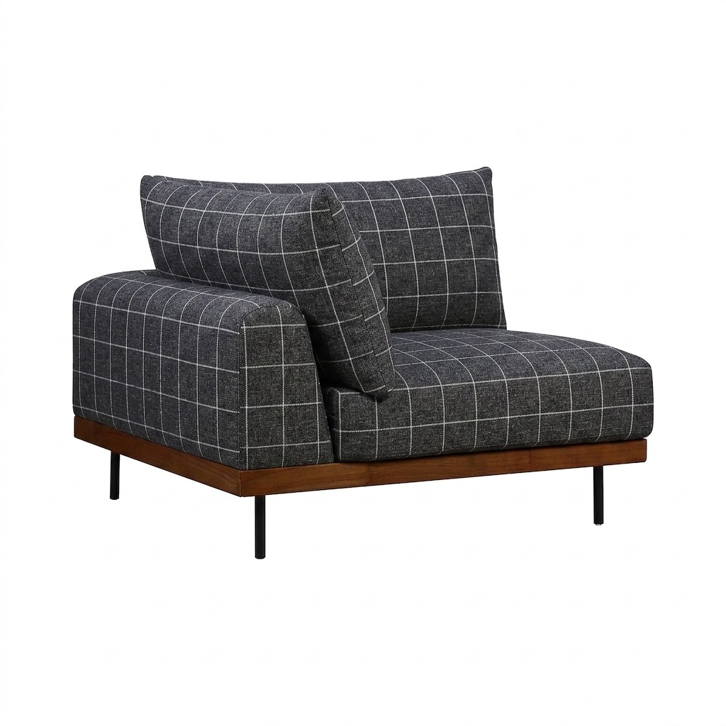 Módulo Esquinero para Sofá Modular Sabi con Estructura de Rubberwood Teñido de Nogal y Tela Savane Charcoal - image 3