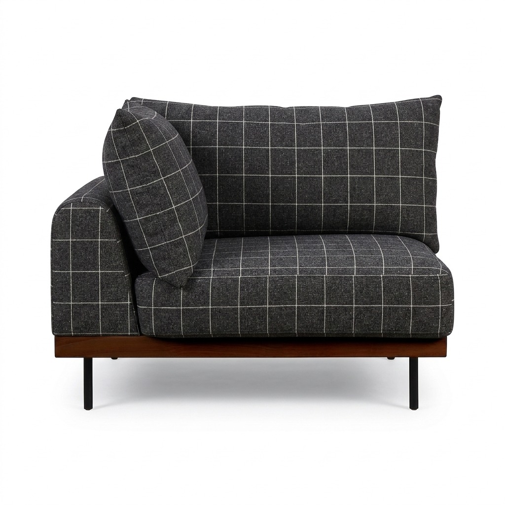 Módulo Esquinero para Sofá Modular Sabi con Estructura de Rubberwood Teñido de Nogal y Tela Savane Charcoal - image 4