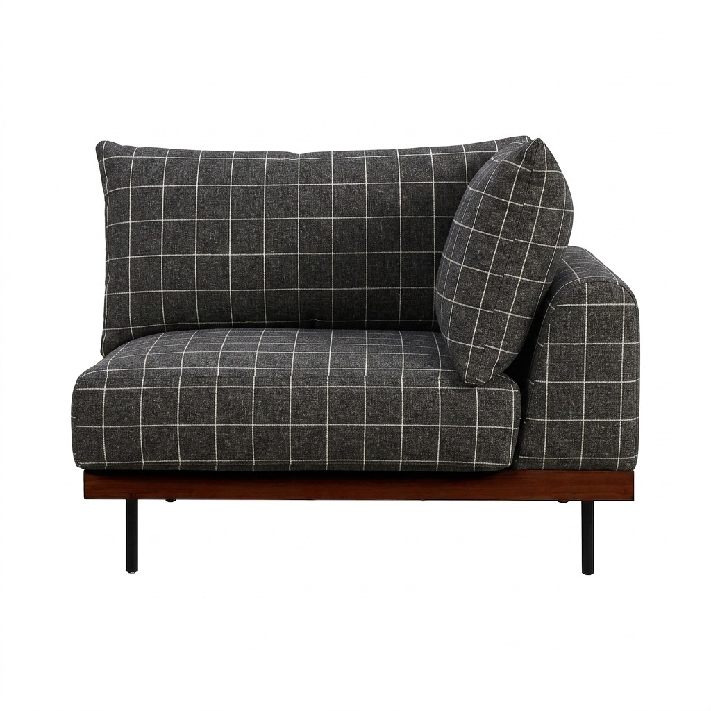 Módulo Esquinero para Sofá Modular Sabi con Estructura de Rubberwood Teñido de Nogal y Tela Savane Charcoal - image 5