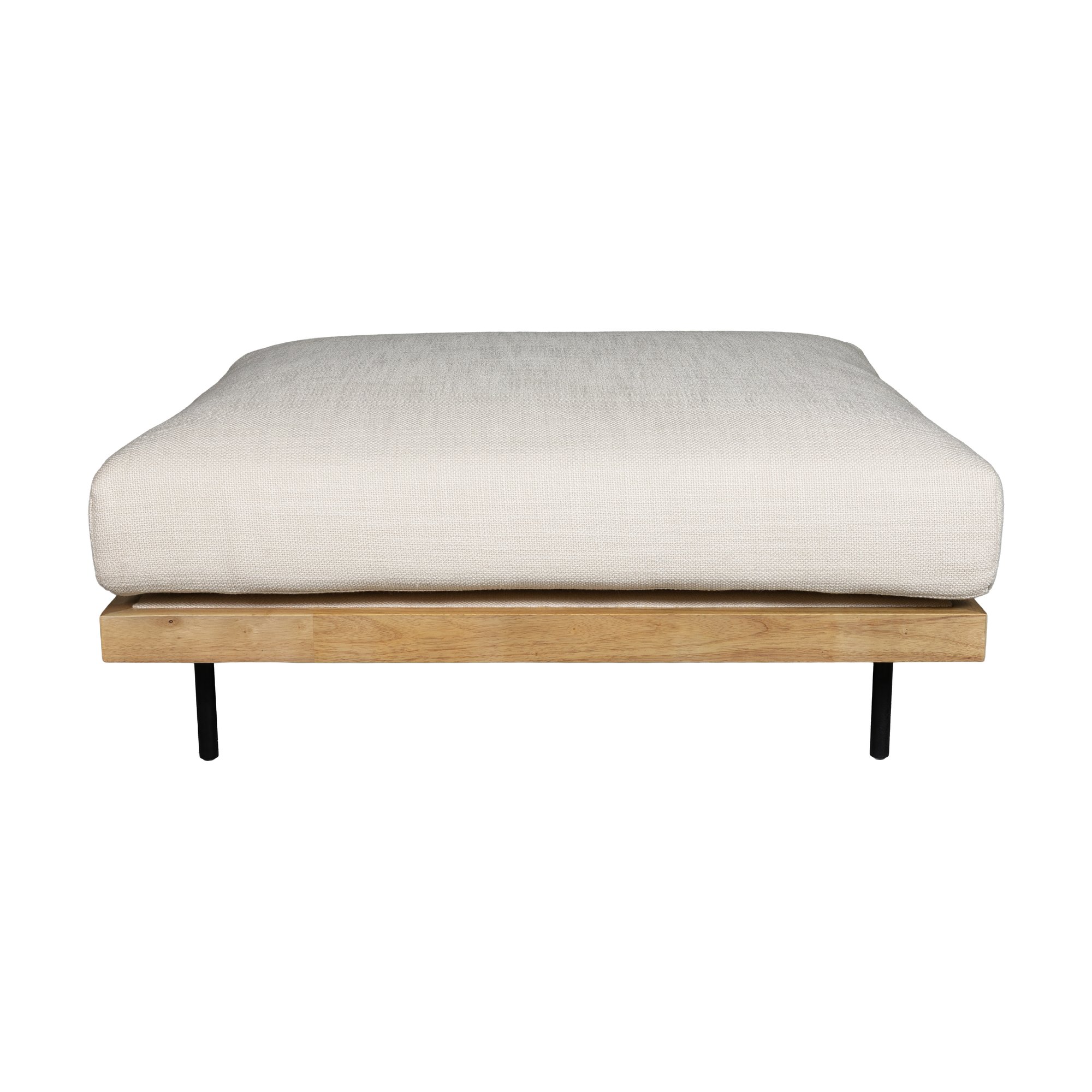Sabi Modular Sofa Ottoman with Natural Rubberwood Frame and Bermuda Ivory Fabric - image 1