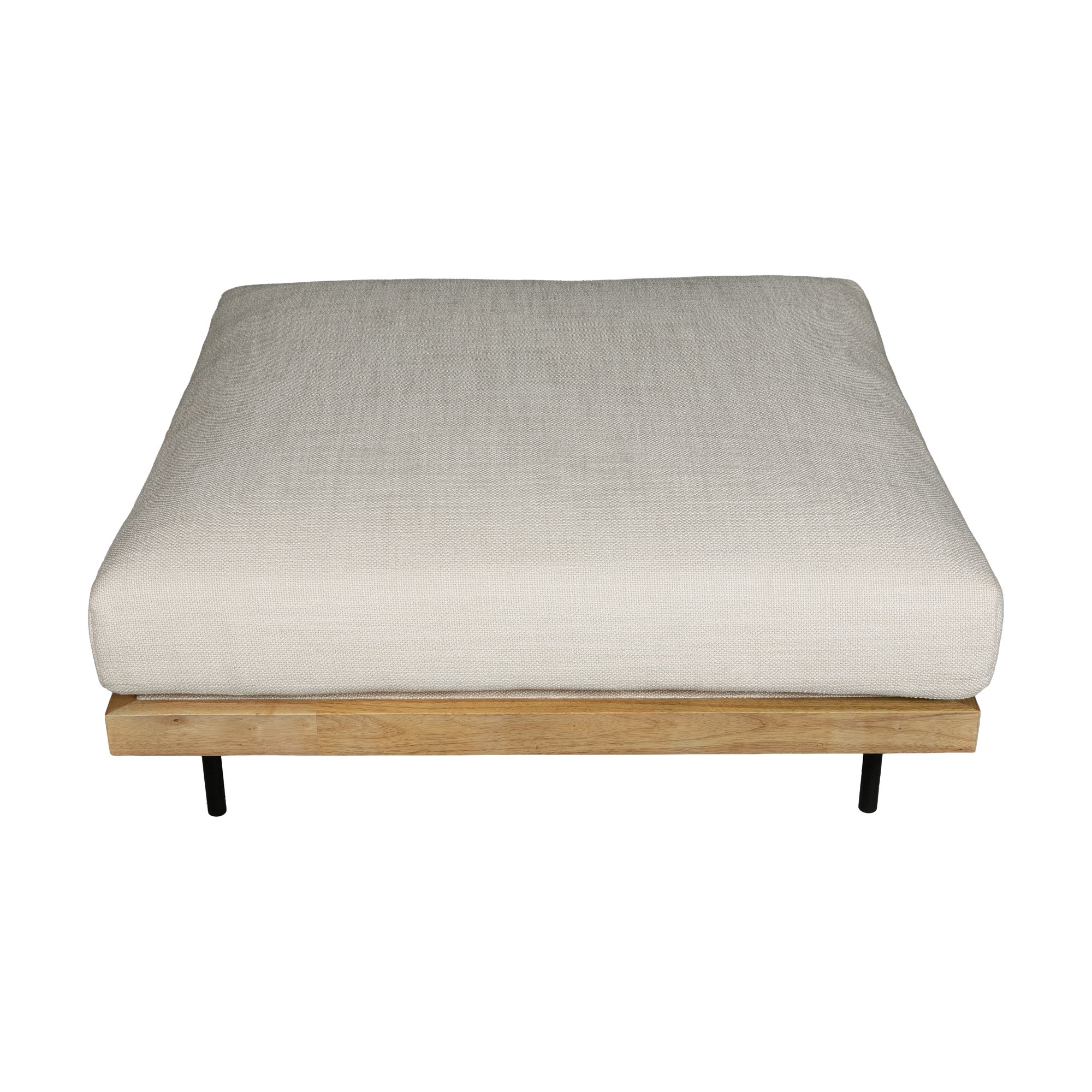 Sabi Modular Sofa Ottoman with Natural Rubberwood Frame and Bermuda Ivory Fabric - image 2