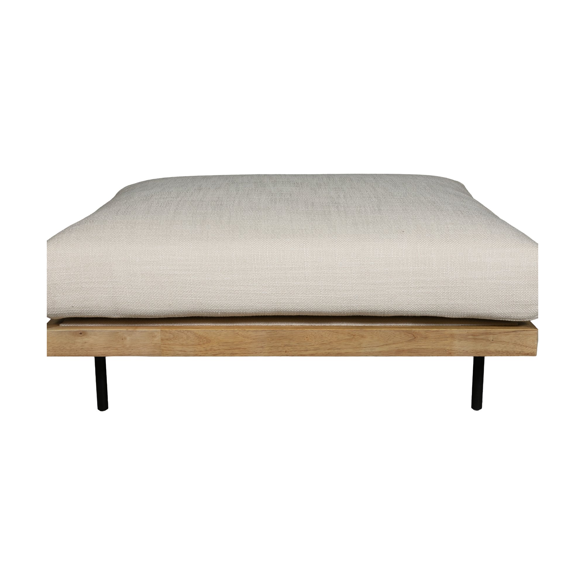 Sabi Modular Sofa Ottoman with Natural Rubberwood Frame and Bermuda Ivory Fabric - image 3