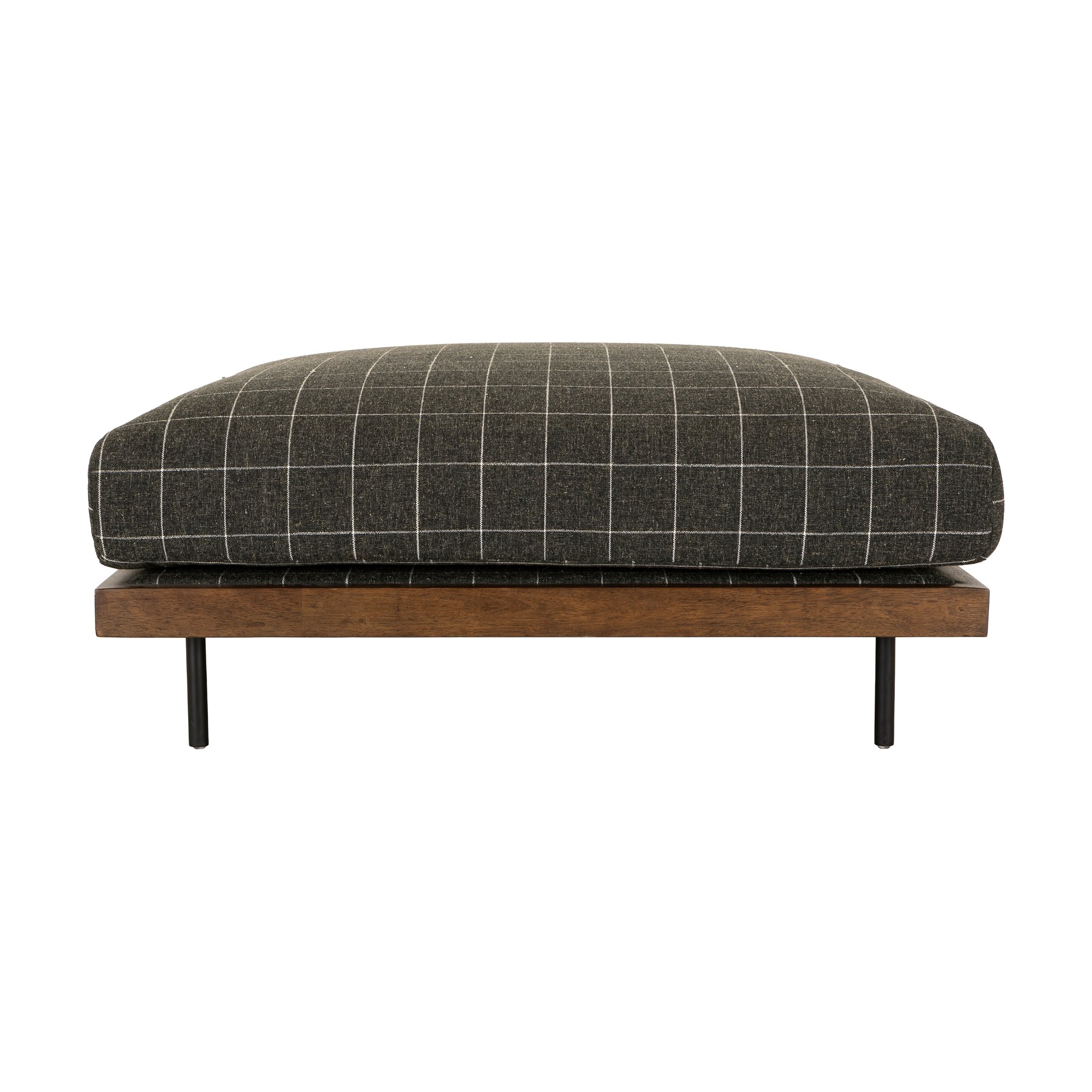 Sabi Modular Sofa Ottoman with Walnut-Stained Rubberwood Frame and Savane Charcoal Fabric - image 1