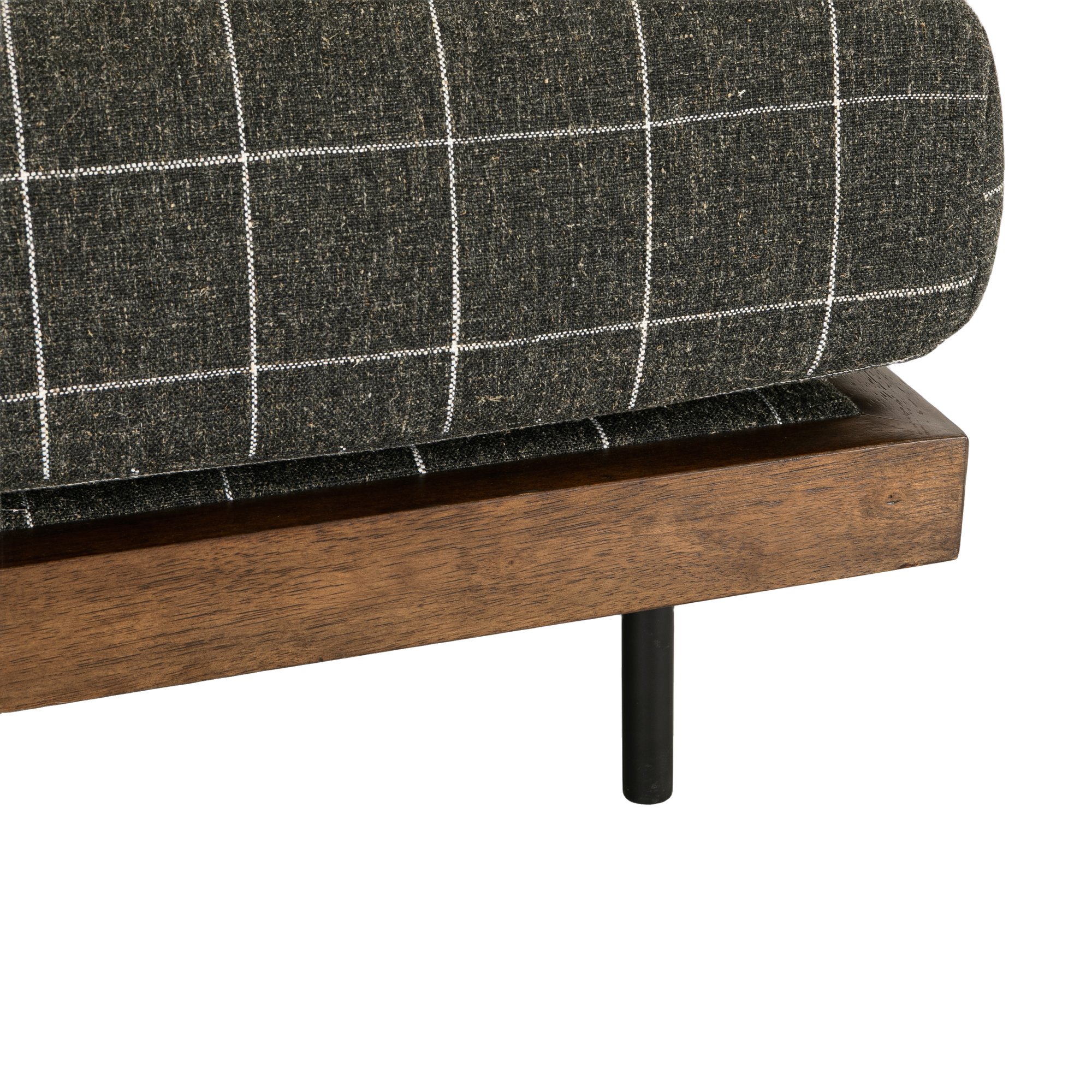Sabi Modular Sofa Ottoman with Walnut-Stained Rubberwood Frame and Savane Charcoal Fabric - image 2