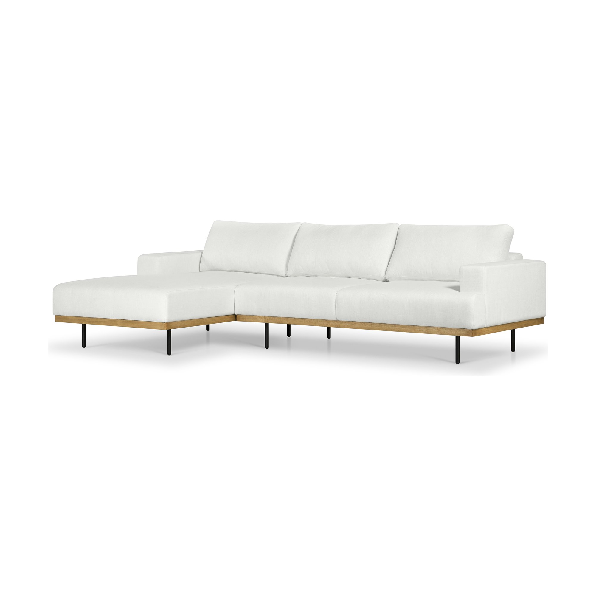 Sofá Seccional Tribeca con Estructura de Rubberwood Natural y Tela Diego Cream - image 1