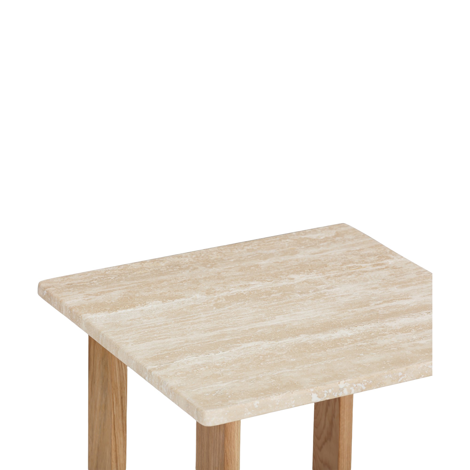 Mesa Auxiliar Arch con Estructura de Roble Natural y Cubierta de Travertino Natural, 43cm - image 4