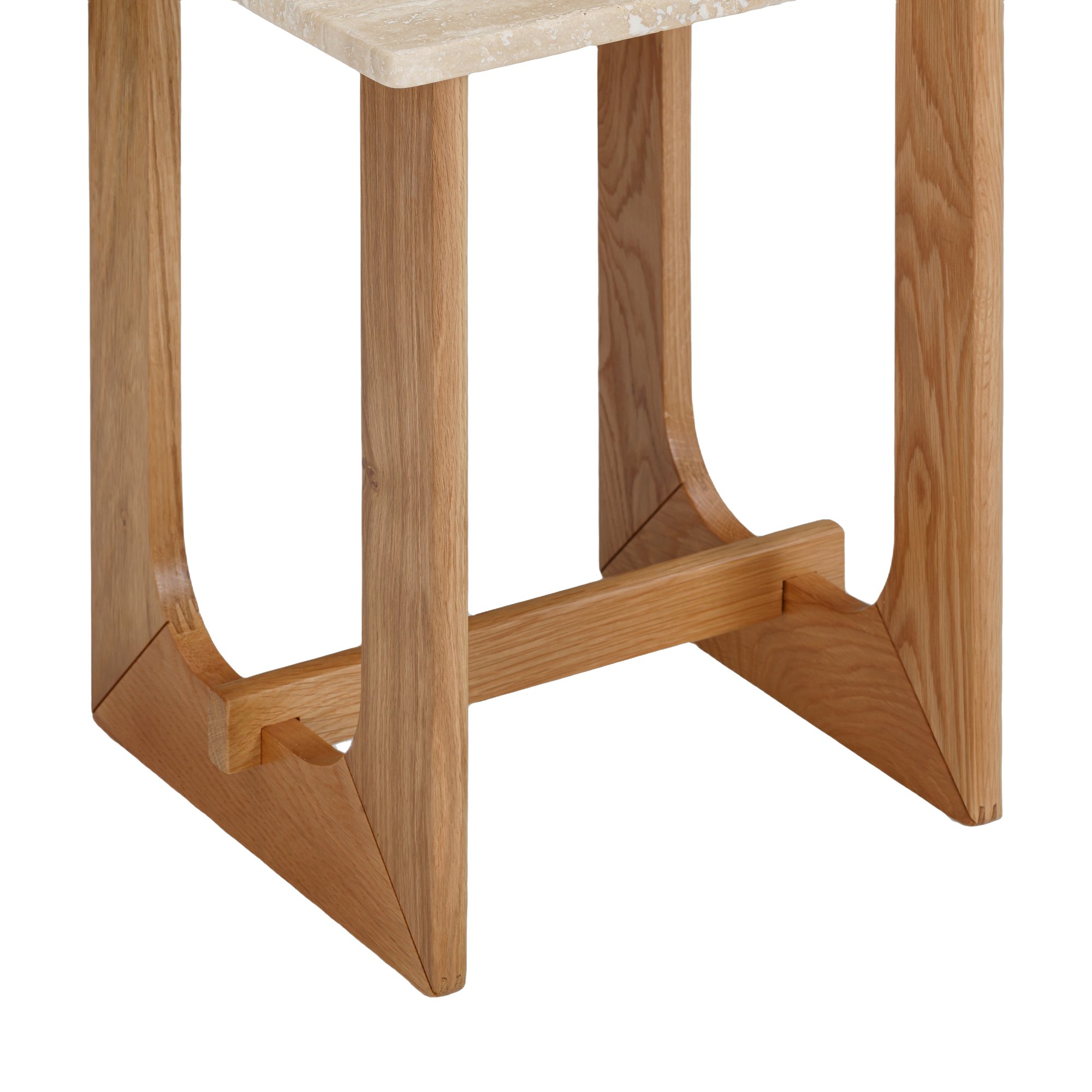 Mesa Auxiliar Arch con Estructura de Roble Natural y Cubierta de Travertino Natural, 43cm - image 5