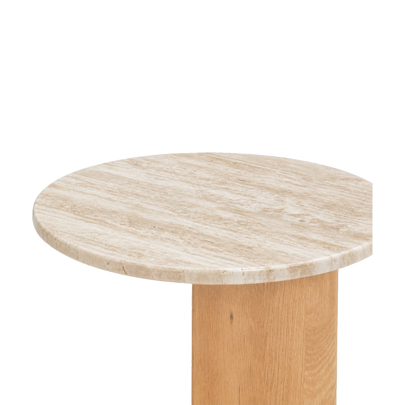 Mesa Auxiliar Ciso con Estructura de Roble Natural y Cubierta de Travertino Natural, 40cm - image 3